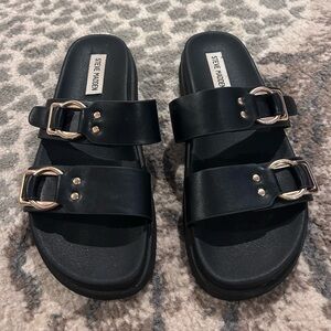 Steve Madden Black Double Buckle Sandals